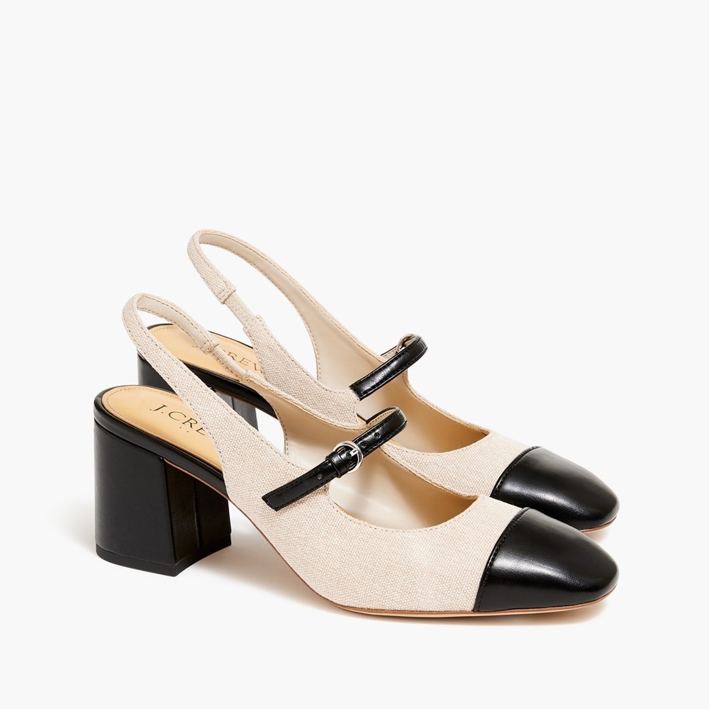 J. Crew Women's Black and Cream Slingback Heels